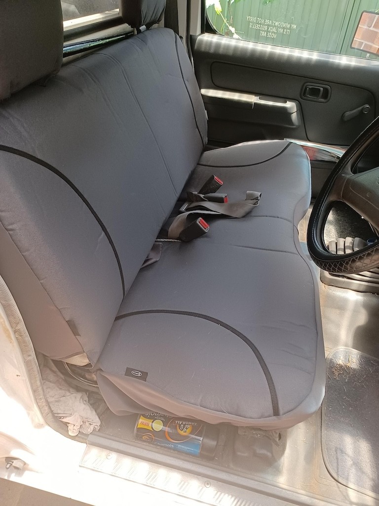Poly Canvas seat covers fitted to a Nissan Navara