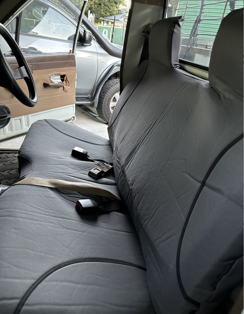 Poly Canvas seat covers fitted to a Holden Kingswood