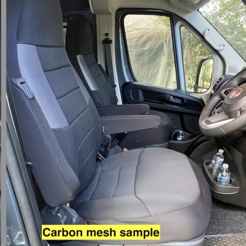 Seat covers fitted to a Fiat Ducato