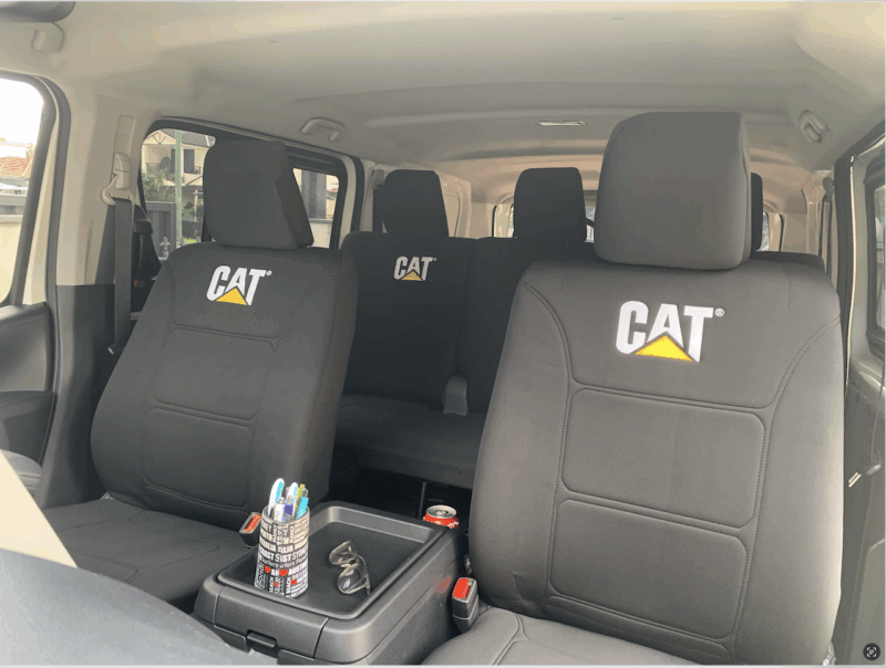 Volkswagen ID. Buzz Caterpillar Canvas seat covers Caterpillar Canvas seat covers fitted to a Volkswagen ID. Buzz