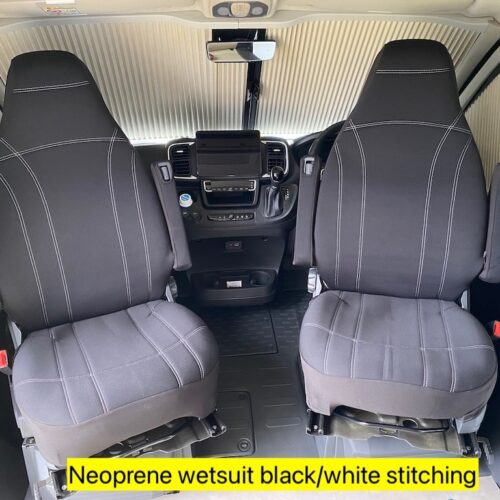 Neoprene seat covers fitted to a Fiat Ducato