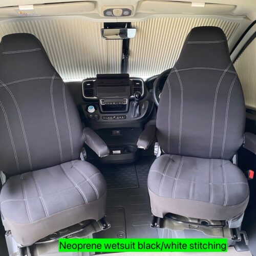 Neoprene seat covers fitted to a Fiat Ducato