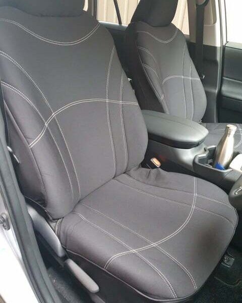 Neoprene seat covers fitted to a Kia Carnival