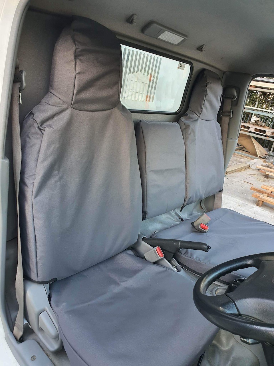 Poly Canvas seat covers fitted to a Mitsubishi Fuso Canter