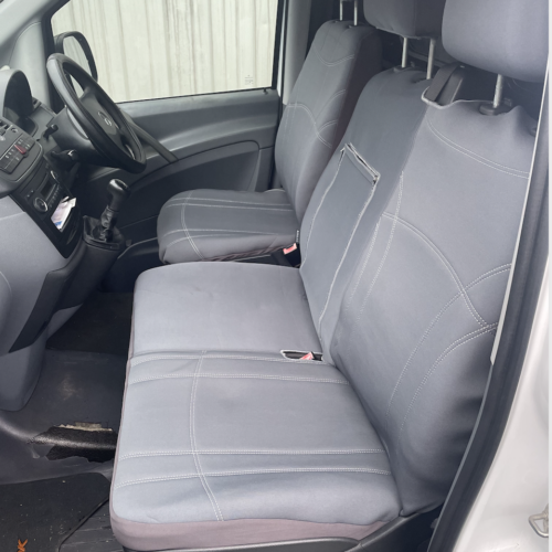 Neoprene seat covers fitted to a Mercedes Vito