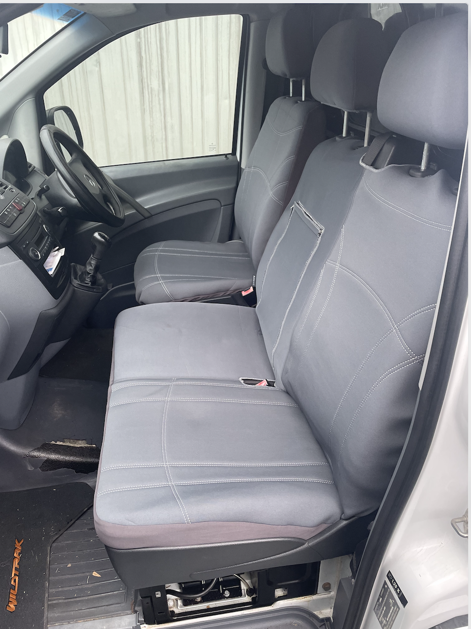 Neoprene seat covers fitted to a Mercedes Vito
