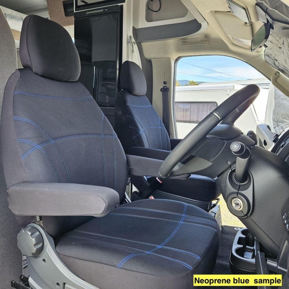 Neoprene seat covers fitted to a Mercedes Sprinter