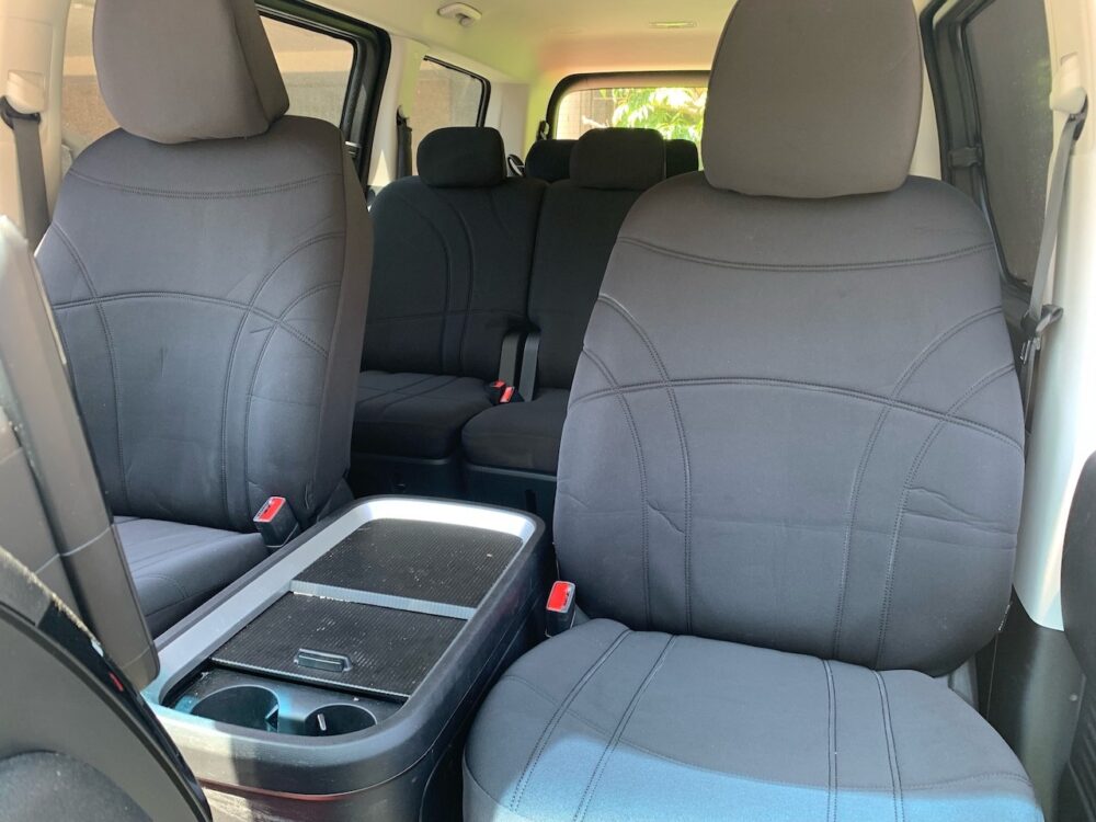 Mitsubishi Outlander Neoprene seat covers Neoprene seat covers fitted to a Mitsubishi Outlander