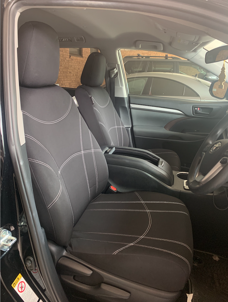 Mitsubishi Triton Neoprene seat covers Neoprene seat covers fitted to a Mitsubishi Triton