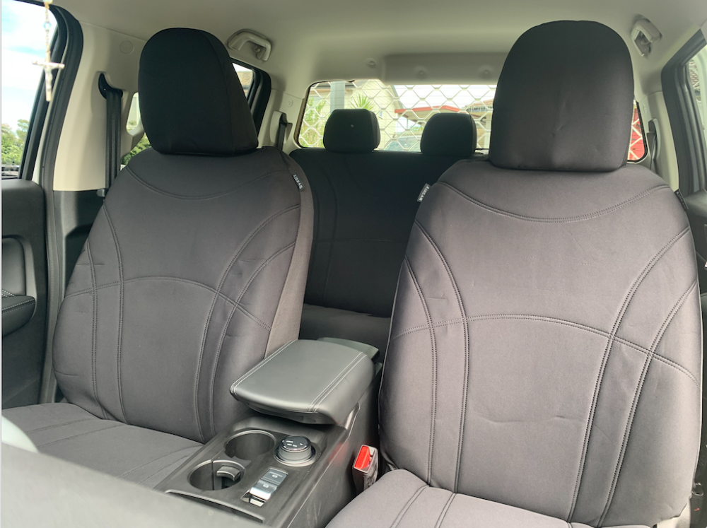 Neoprene seat covers fitted to a Subaru Crosstrek