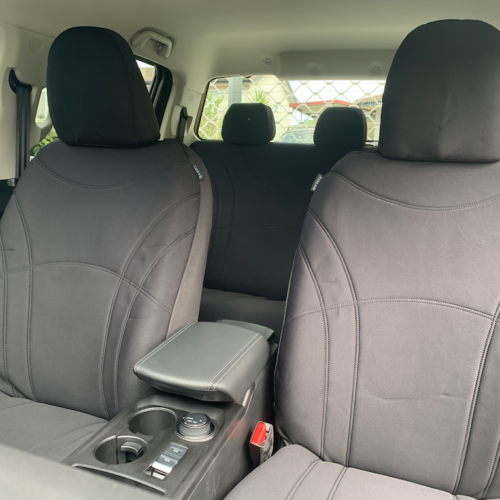 Neoprene seat covers fitted to a Subaru Crosstrek