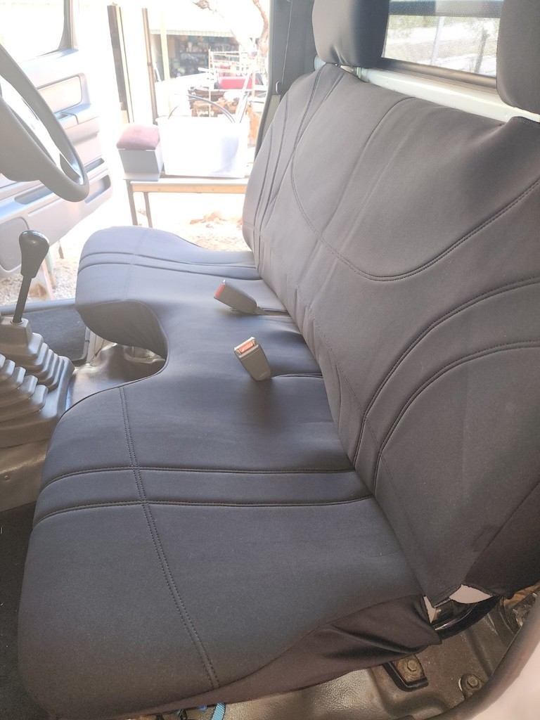Nissan Navara Neoprene seat covers Neoprene seat covers fitted to a Nissan Navara