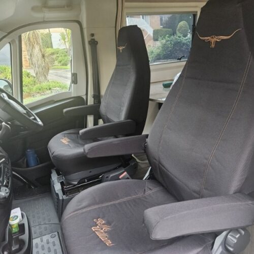 Seat covers fitted to a Fiat Ducato