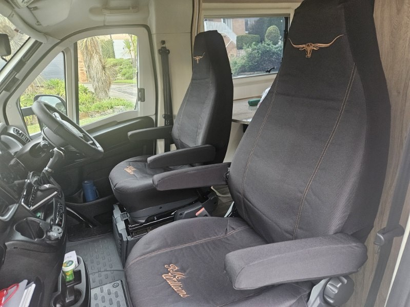 Seat covers fitted to a Fiat Ducato