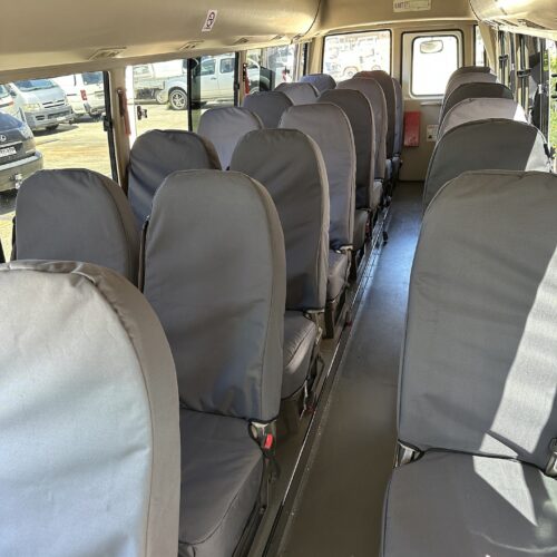 Mitsubishi Fuso Rosa Bus seat covers Seat covers fitted to a Mitsubishi Fuso Rosa Bus
