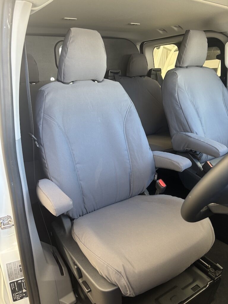 Seat covers fitted to a Fiat Ducato