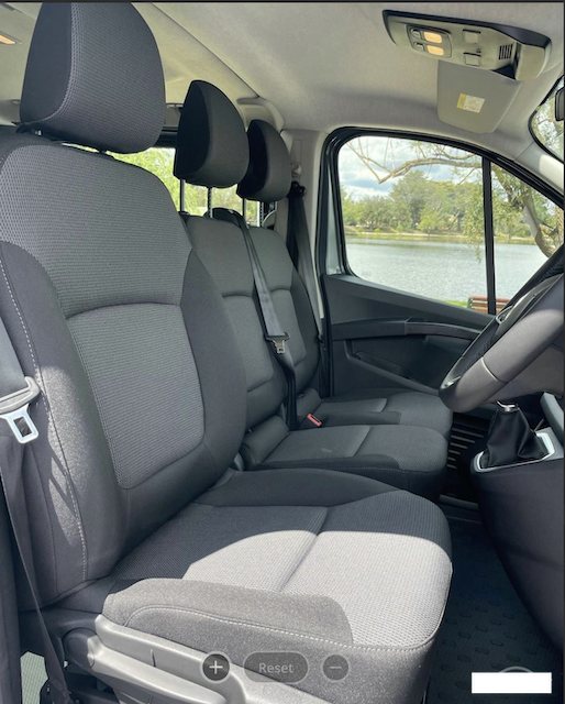 Seat covers fitted to a Renault Trafic