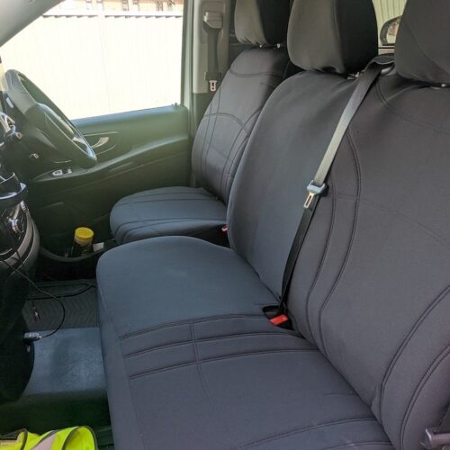Neoprene seat covers fitted to a Mercedes Vito