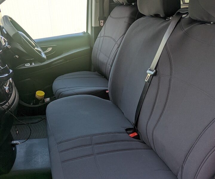 Neoprene seat covers fitted to a Mercedes Vito