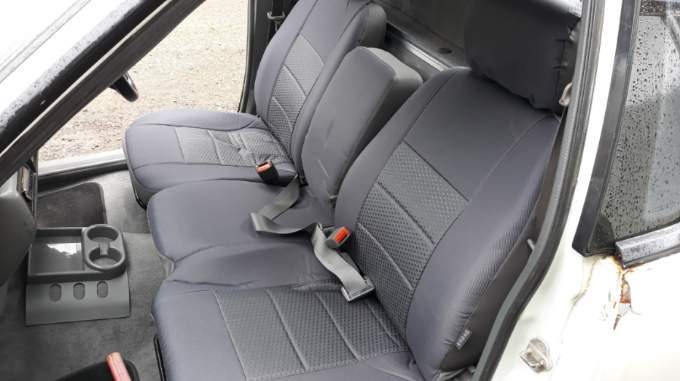 Waterproof Jacquard seat covers fitted to a Ford Falcon