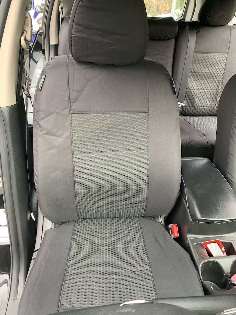 Waterproof Jacquard seat covers fitted to a Volkswagen ID. Buzz
