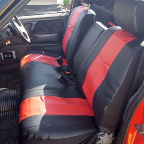 Seat covers fitted to a Ford Falcon